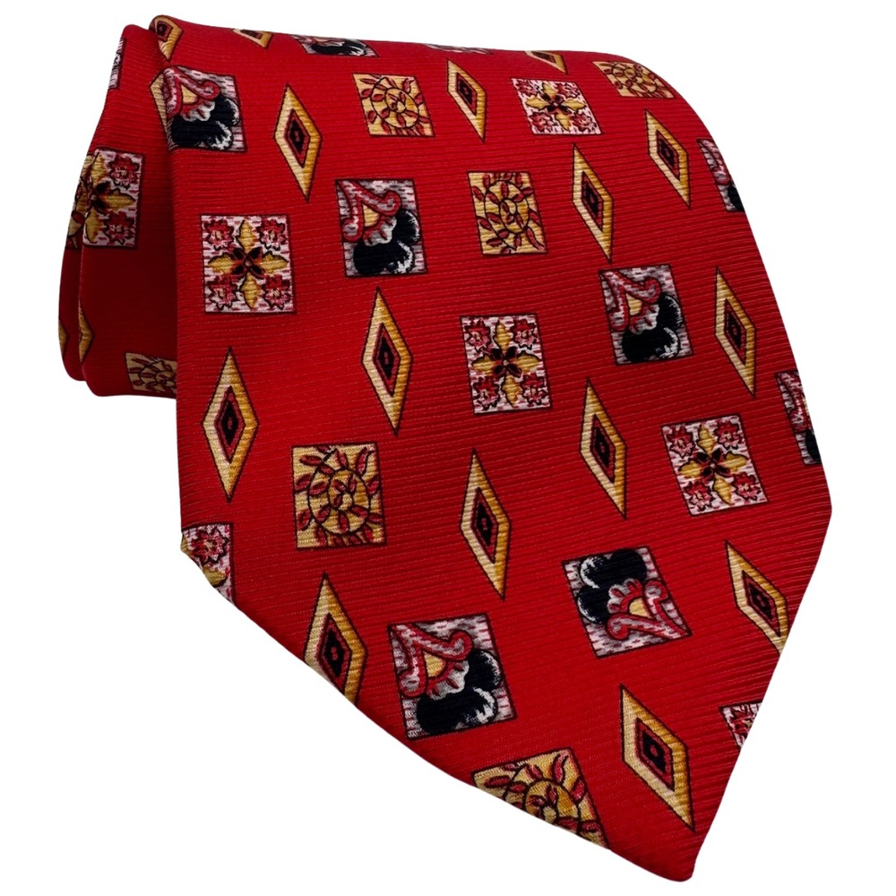 Ungaro Italy Neck Tie Silk‎ Geometric Floral Abstract Classic Contemporary Retro